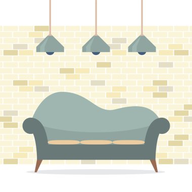 Modern Düz Tasarım Koltuk İç Vektör İllüstrasyonu