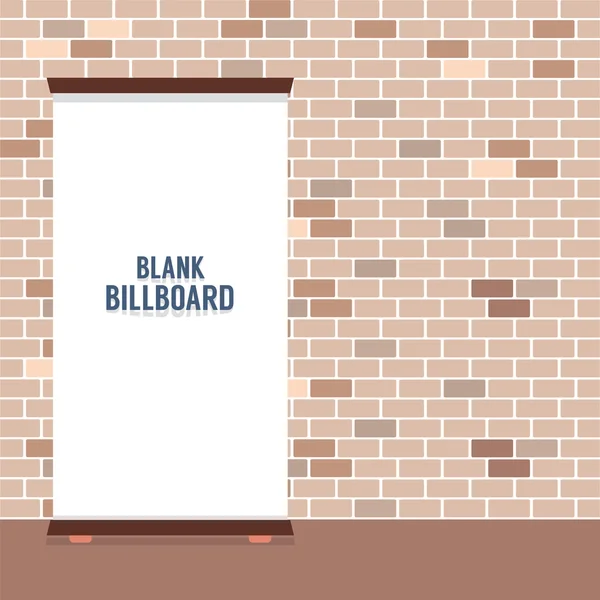 Illustrazione vettoriale di cartellone pubblicitario vuoto sulla parete di mattoni — Vettoriale Stock