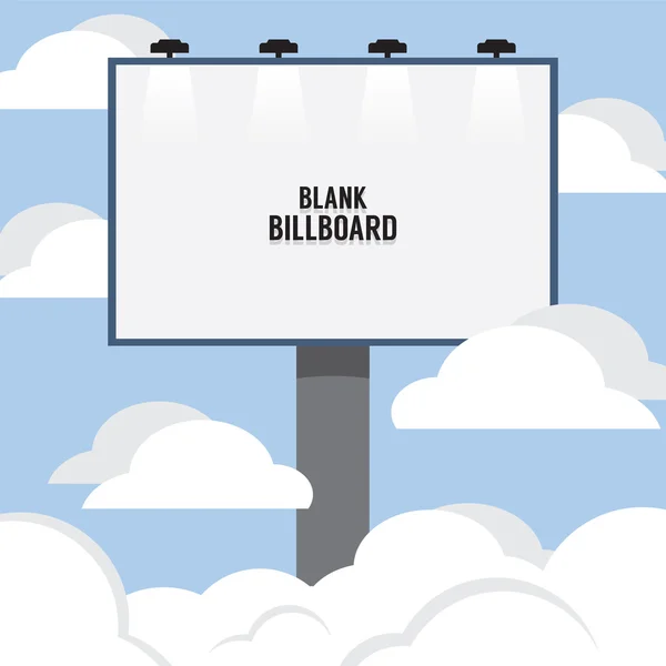 Big Blank Advertising Billboard Through The Cloud Vector Illustr — Stock Vector