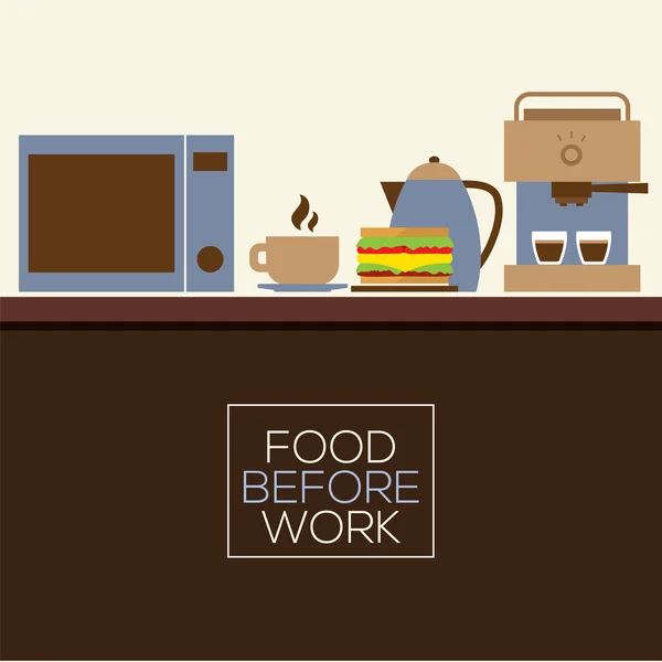 Alimentos antes del trabajo Concepto saludable Ilustración vectorial — Vector de stock