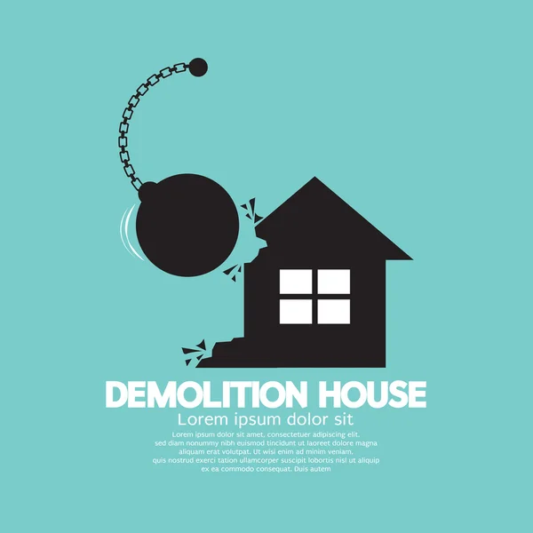 Casa de demolición por un gran péndulo Vector ilustración — Vector de stock