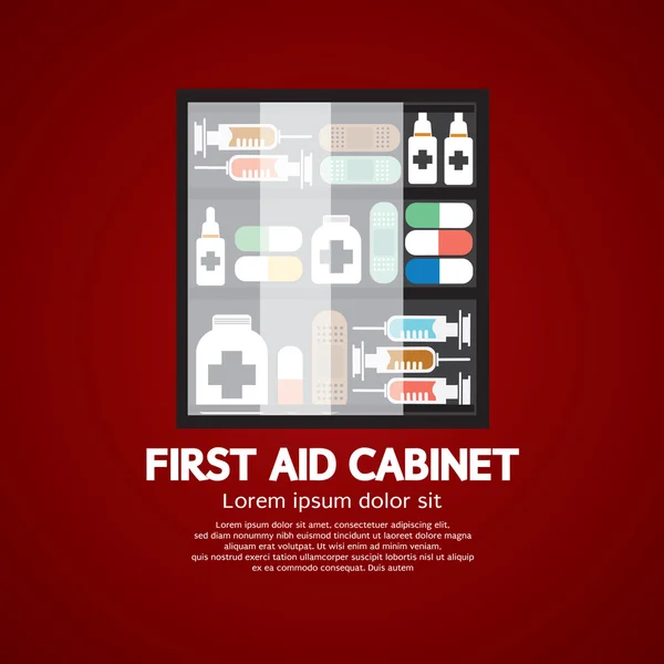 First Aid Cabinet Must Have Medicine For Home Use Vector Illustr — Stock Vector