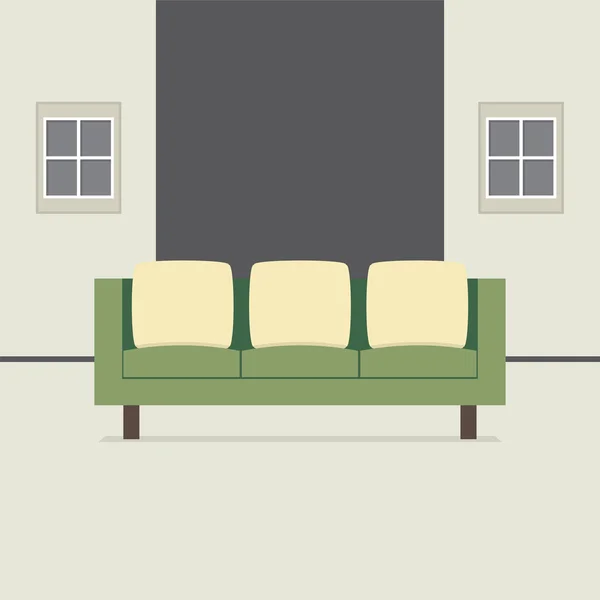 Sofá de diseño plano moderno Ilustración vectorial interior — Vector de stock