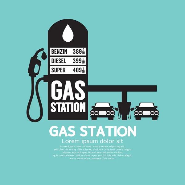 Servicio de gasolinera Negro Gráfico Vector Ilustración — Vector de stock