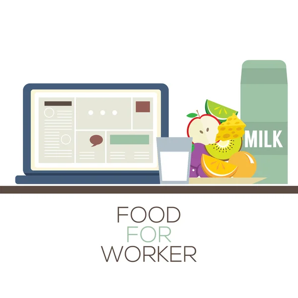 食物对工人的健康食品矢量概念，它制作图案。 — 图库矢量图片