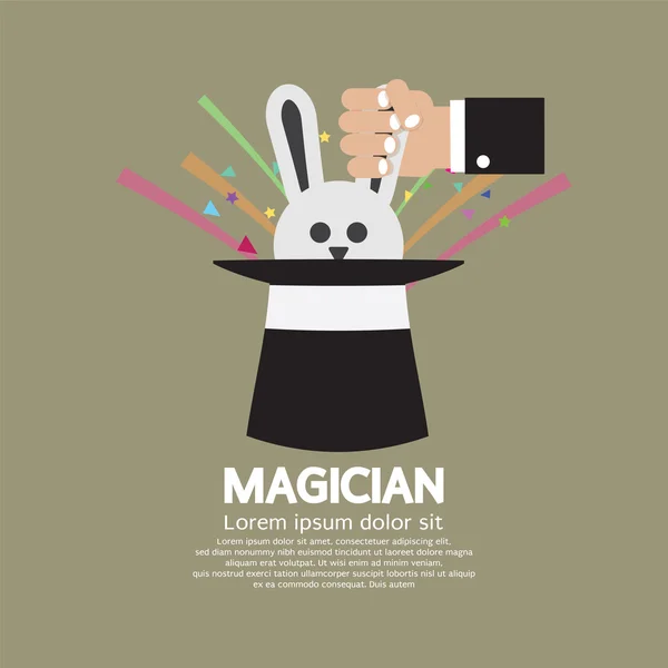 帽子のベクトル図にウサギと魔術師の手 — ストックベクタ