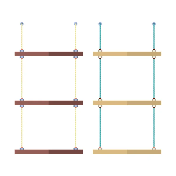 Conjunto de estantes vacíos Cuerda Vector Ilustración — Vector de stock