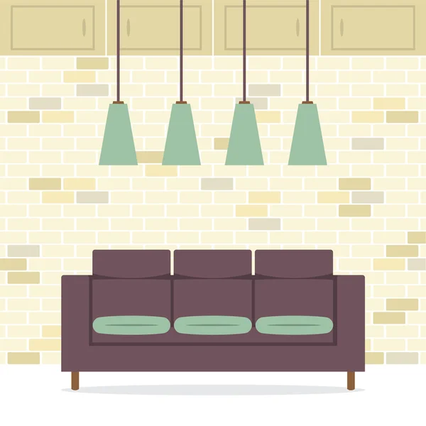 Modern plat ontwerp sofa interieur vector illustratie — Stockvector