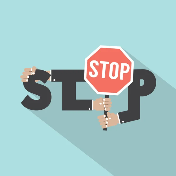 Stop Typography With Stop Signboard Design Vector Illustration — Stock Vector