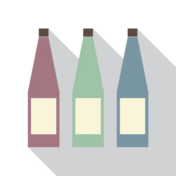 Diseño plano moderno de tres botellas de diferentes colores Vector Illus — Archivo Imágenes Vectoriales