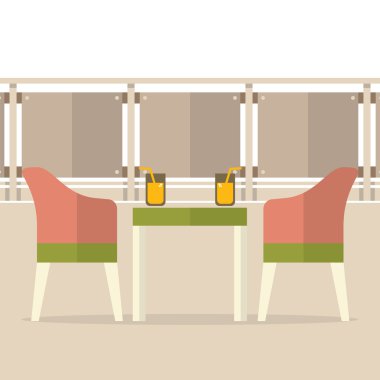 Balkon vektör çizim boş yemek iç