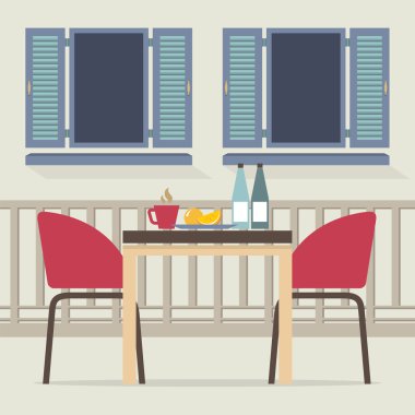 Balkon vektör çizim boş yemek iç