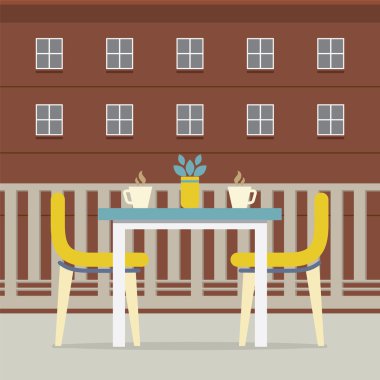 Balkon vektör çizim boş yemek iç