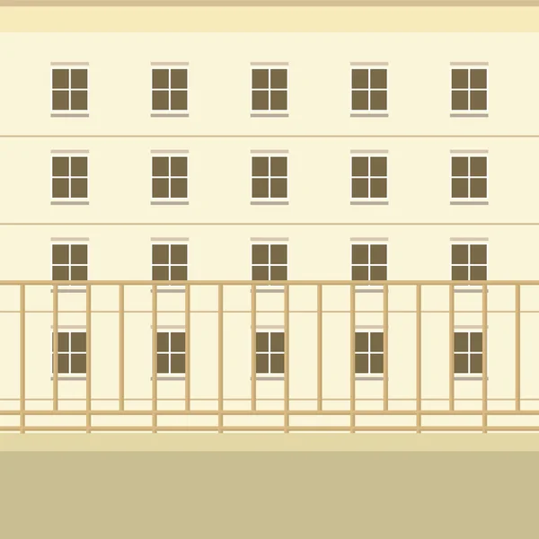 Balkon mit Blick auf das Gebäude Hintergrund Vektor Illustration — Stockvektor