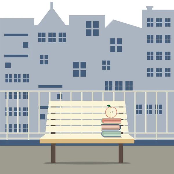 Lege houten stoel op balkon vectorillustratie — Stockvector