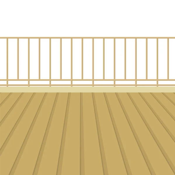 Holzbalkon mit Holzboden-Vektor-Illustration — Stockvektor