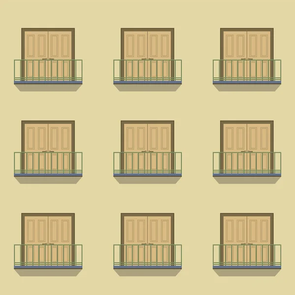 Portes fermées avec balcon Style Vintage Illustration vectorielle — Image vectorielle
