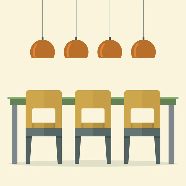 Diseño plano Interior Comedor Vector Ilustración — Archivo Imágenes Vectoriales