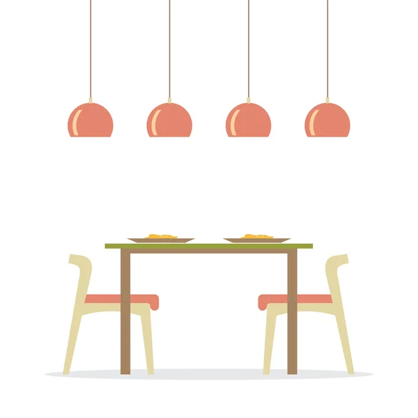 Design plano Interior Sala de jantar Vector Ilustração —  Vetores de Stock