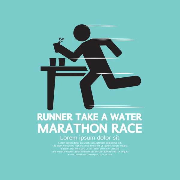 Corredor toma un agua en una carrera de maratón símbolo Vector Illustrati — Vector de stock