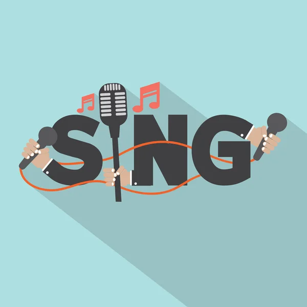 Τραγουδήστε Τυπογραφία με Εικονογράφηση διανυσμάτων σχεδίασης μικροφώνων — Διανυσματικό Αρχείο