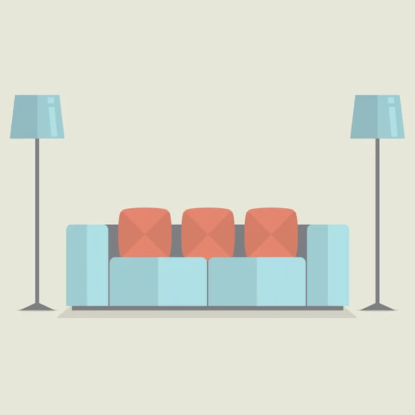 Moderne Sofa Vintage-Stil Vektor Illustration — Stockvektor