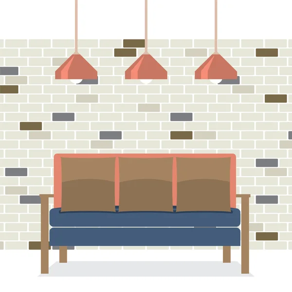 Modernes flaches Design Sofa Interieur Vektor Illustration — Stockvektor