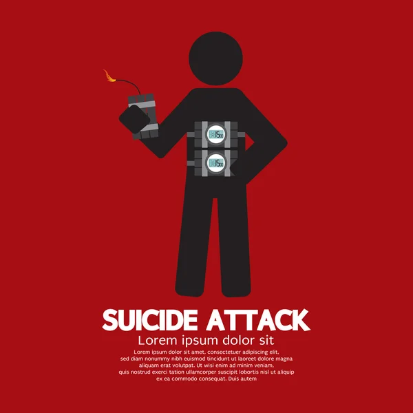 Attaque suicide avec symbole de bombe Illustration vectorielle — Image vectorielle