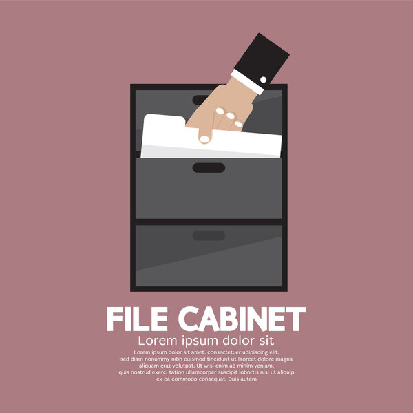 Hand Picking A Document From A File Cabinet Vector Illustration