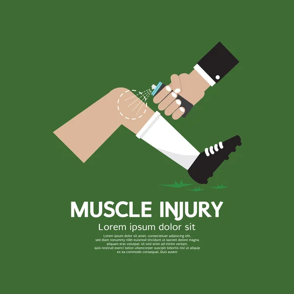Blessure musculaire avec traitement par pulvérisation Illustration vectorielle — Image vectorielle