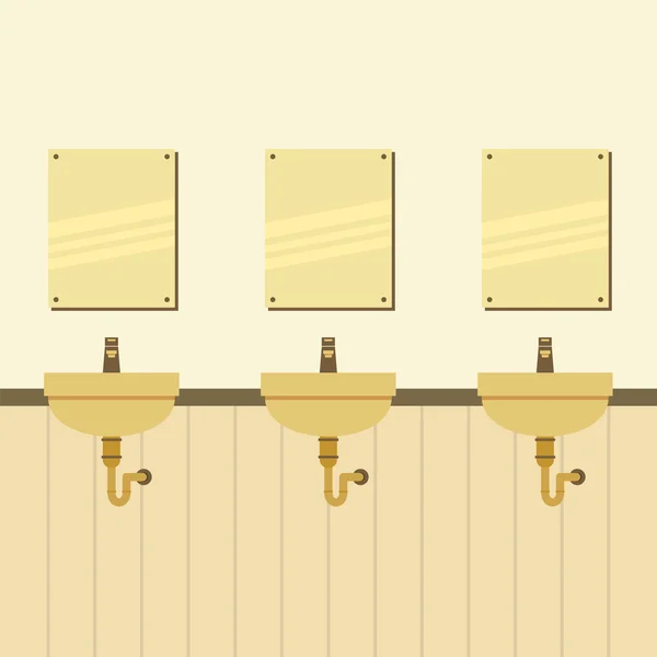 Fila de lavatórios com espelhos Ilustração vetorial — Vetor de Stock