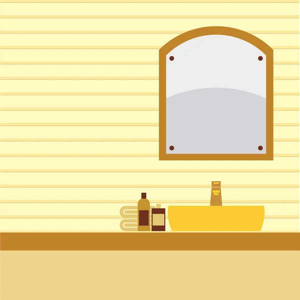 Lavabo individual con espejos Vector Ilustración — Vector de stock