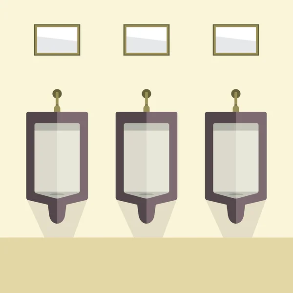 Flaches Design Männer Urinal Row Vector Illustration — Stockvektor