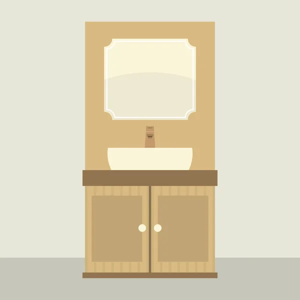 Toilettes simples avec miroir et illustration vectorielle de Cabinet — Image vectorielle