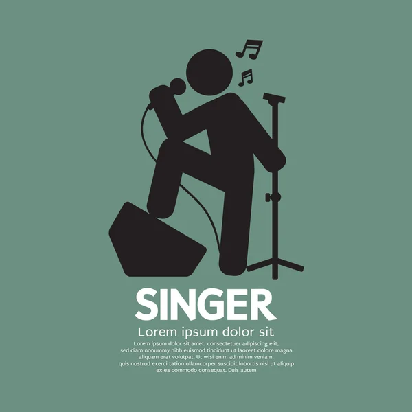 Singer debout Symbole graphique noir Illustration vectorielle — Image vectorielle