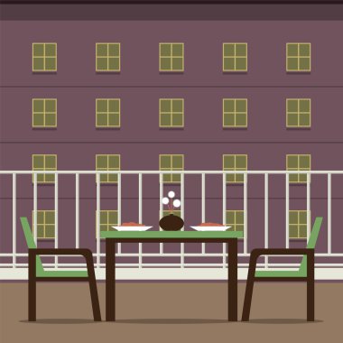 Balkon vektör çizim boş yemek iç