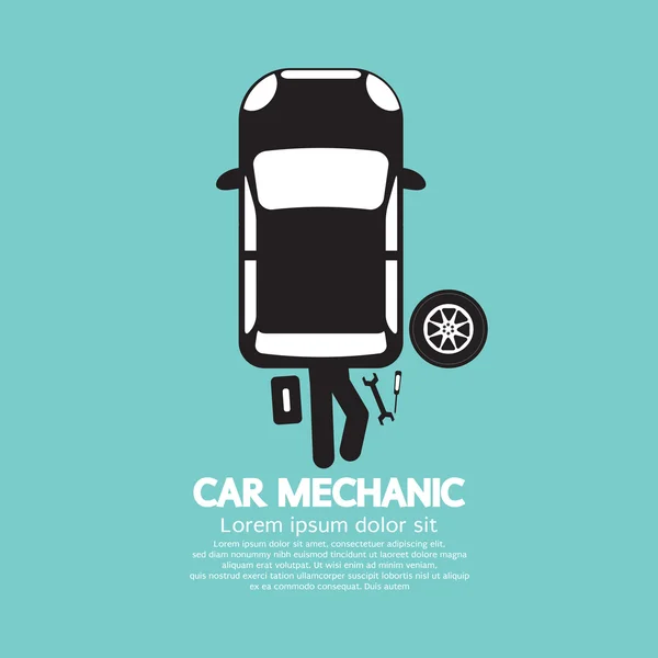 Mécanicien de voiture réparant sous l'illustration vectorielle d'automobile — Image vectorielle