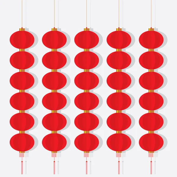 Aantal Chinese rode lantaarns vectorillustratie — Stockvector