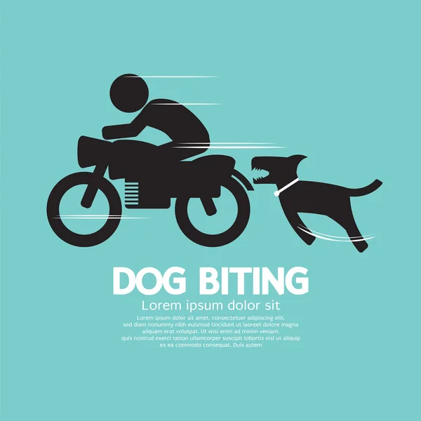 Perro mordiendo a un hombre en una motocicleta Vector Ilustración — Archivo Imágenes Vectoriales