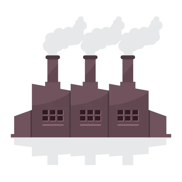 Factory Building With Smoke Stacks Vector Illustration — Stock Vector