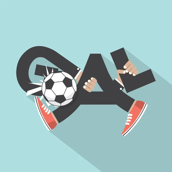 Fotboll mål med händer och ben typografi Design vektor illustrationer — Stock vektor