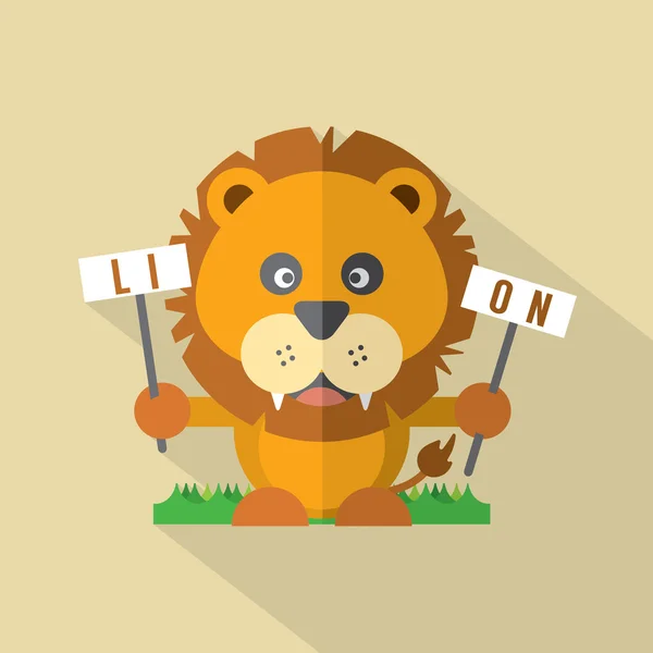 Modern Flat Design Lion Icon Vector Illustration — Stock Vector