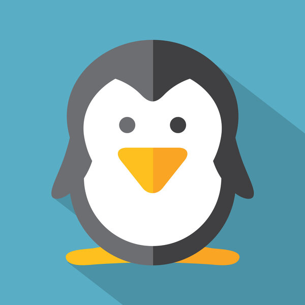 Modern Flat Design Penguin Icon Vector Illustration