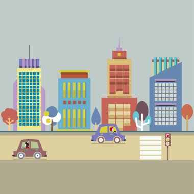 Şehir vektör çizim binalarda