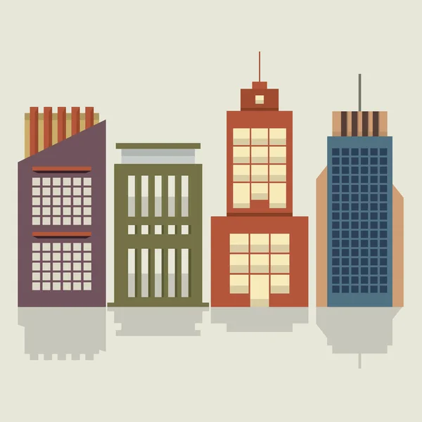 Set Of City Buildings Vector Illustration — Stock Vector