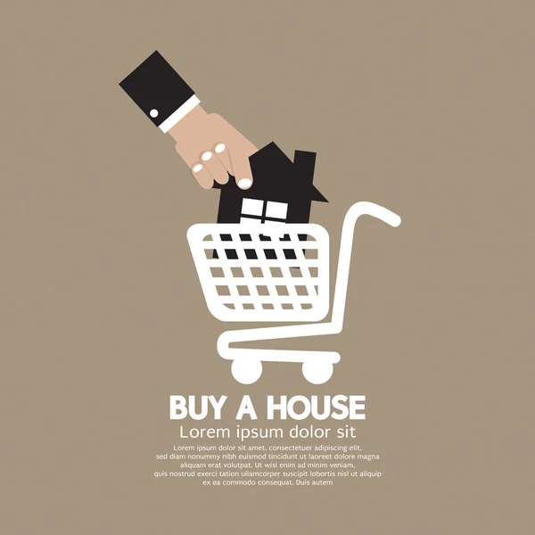 House In Shopping Cart Buy A House Concept Vector Illustration — Stock Vector