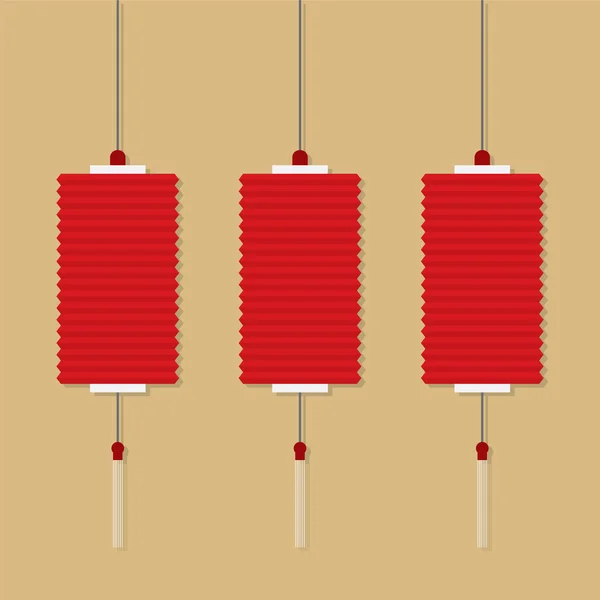 Aantal Chinese rode lantaarns vectorillustratie — Stockvector