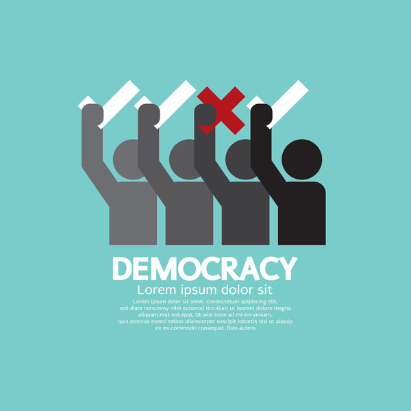 People Showing Vote Yes And No Democracy Concept Vector Illustra