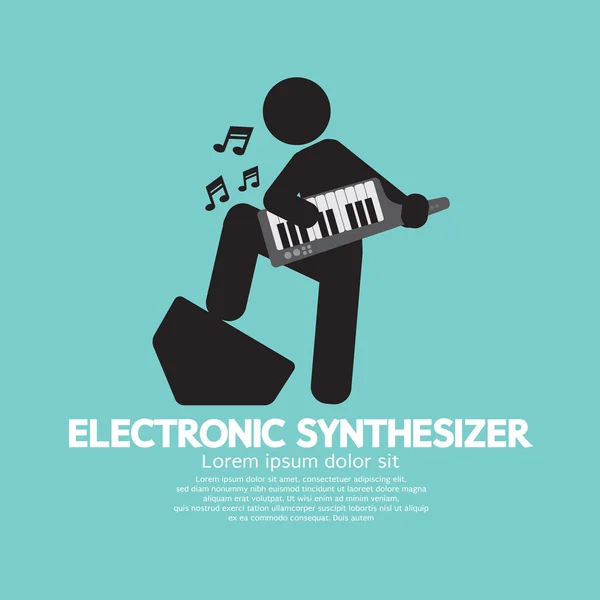 Músico tocando un sintetizador electrónico Vector Illustration — Vector de stock