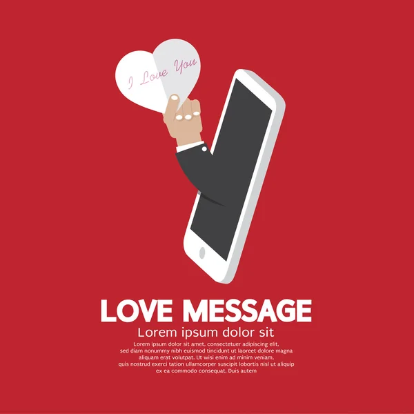 Coeur Dans La Main De Smartphone Amour Message Concept — Image vectorielle